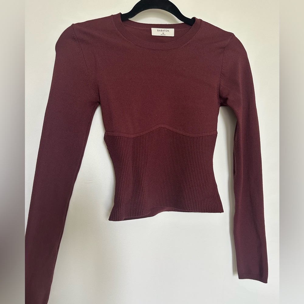 Babaton (Aritzia) Burgundy Long Sleeve Top